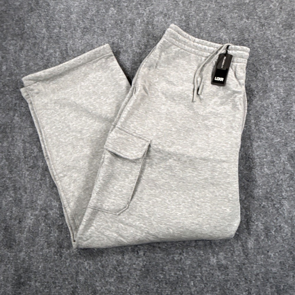 LCKR Cargo Sweatpants Mens 2XL Gray‎ Fleece Relaxed Fit Jogger Lounge Pants NWT